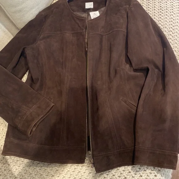 JJill Genuine Suede Leather Zippered Jacket - Picture 8 of 11